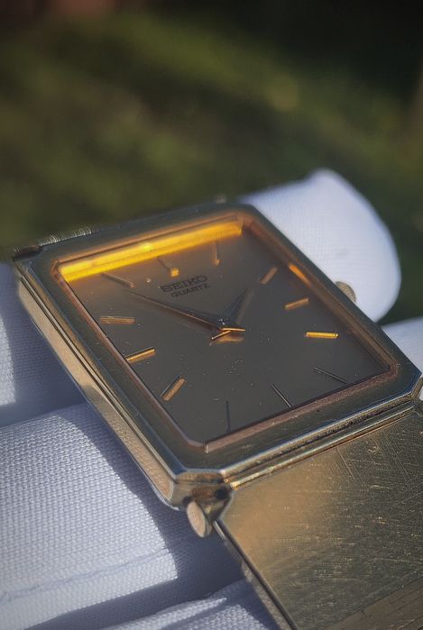 Seiko  TANK Piękna Złota Kostka Vintage Elegancki