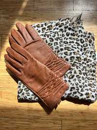 Rękawiczki ze skóry + szal