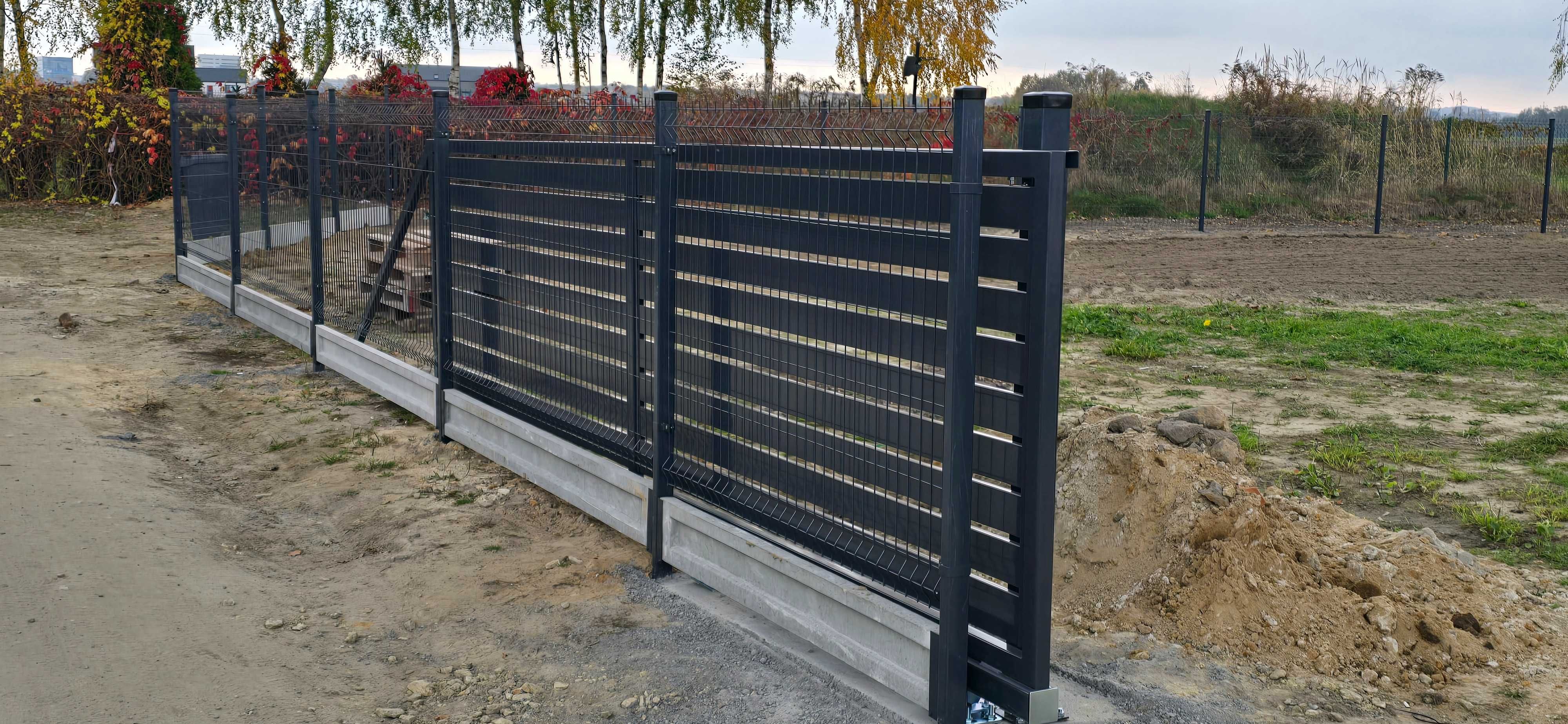 Kompletne ogrodzenie panelowe 153 fi4 Słupek podmurówka. Bramy Furtki