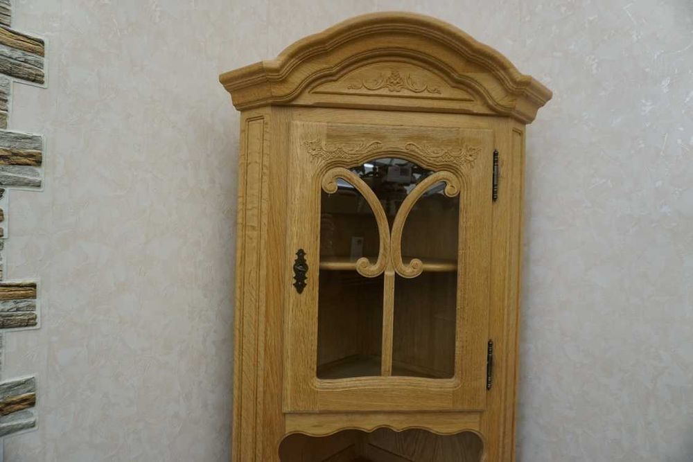 Witryna z Komoda Narożna Lity Dąb Dębowa Naturalny 58/58 cm ( p-1285 )