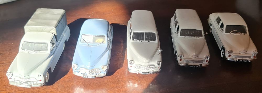 Warszawa 5 modeli Kultowe auta PRL Wyd Deagostini Modele z gazetkami