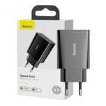Quick Baseus Pd, 3A, 20W Sieciowa Charger, (Czarna) Ładowarka Usb-C,