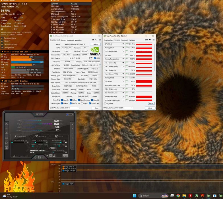 Видеокарта KFA2 GeForce RTX 3080 Ti HOF 2 шт. USED!