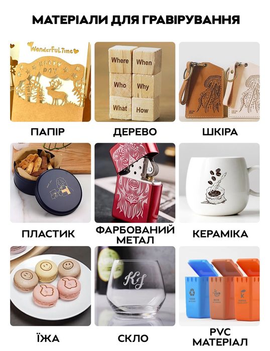 Гравер лазерний портативний DAJA DJ6 80х80мм 3W. Гравировщик