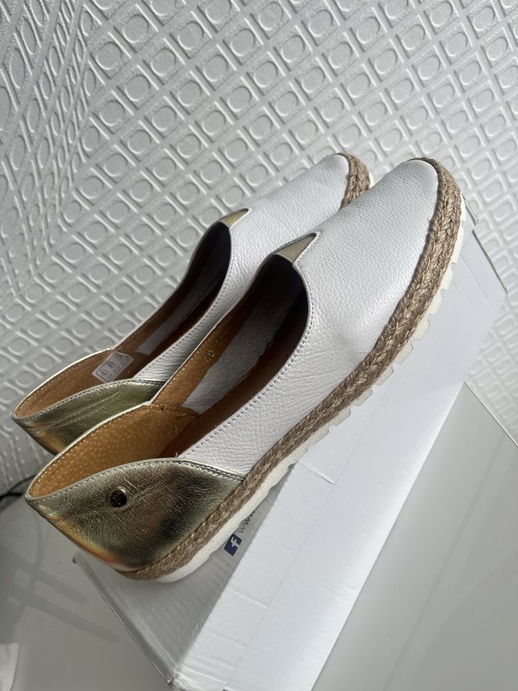 Skórzane baleriny espadryle Maciejka nowe