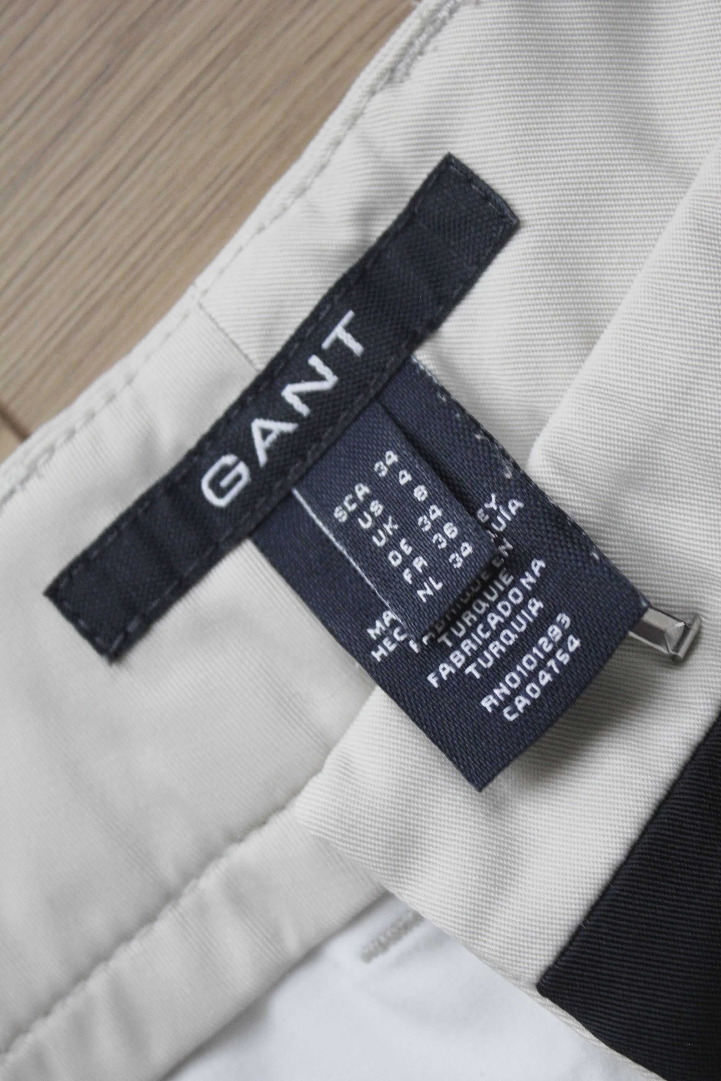 Kremowe beżowe bawełniane spodnie z lampasami Gant xs proste nogawki