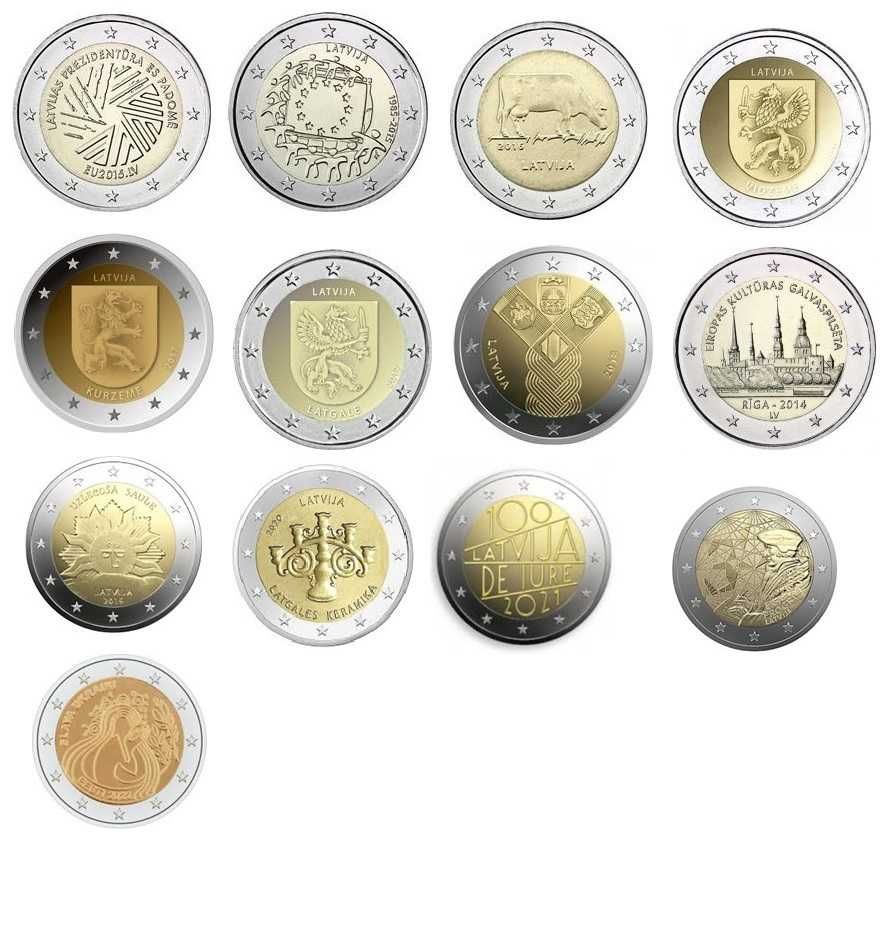 Letónia moedas comemorativas 2 euro ver descrição