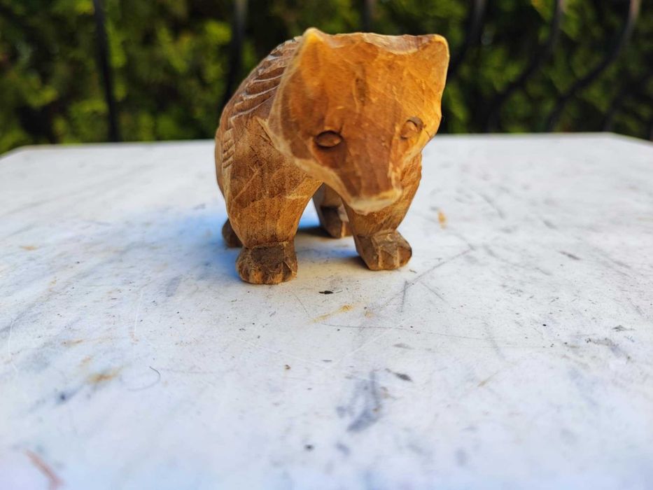 Drewniana figurka niedźwiedź,niedźwiadek,vintage lat 70-80