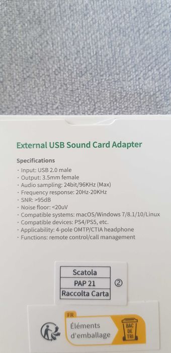 UGREEN Adapter Audio USB Mini Jack 3.5mm (CM477)