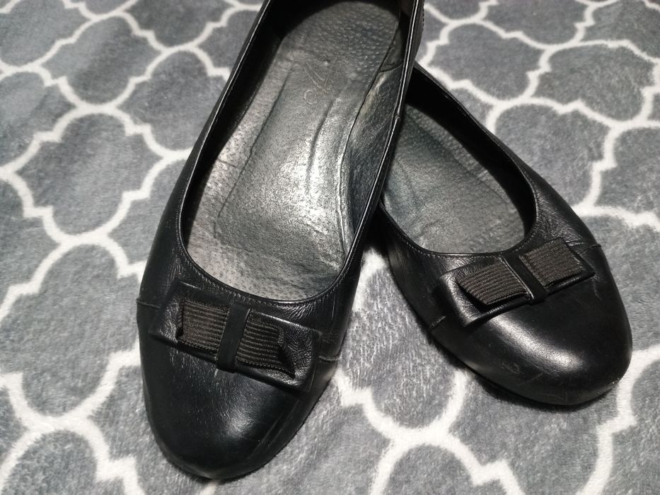 Botki baleriny damskie czarne kokardka niski obcas 1 cm r. 37