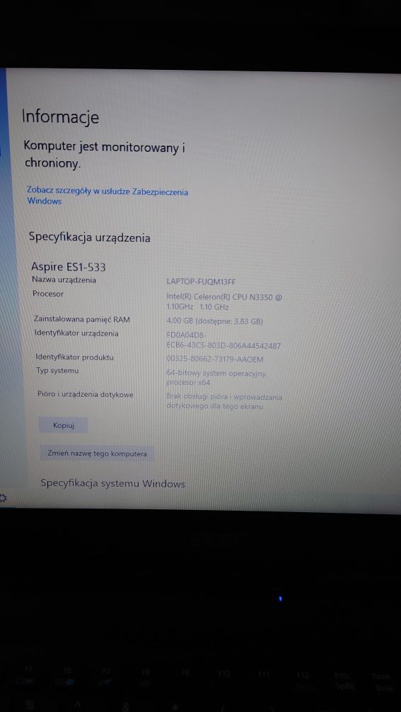 Laptop Acer ES1-533 SSD WIN10