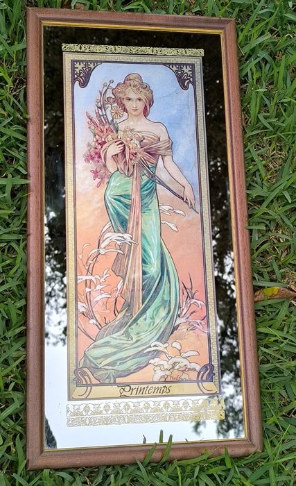 Quadro espelhado serigrafados ao estilo art nouveau relacionado com as