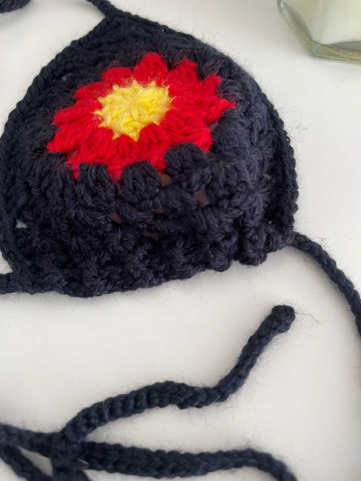 Bikini crop top góra od stroju kąpielowego kwiat szydełko boho S 36 M