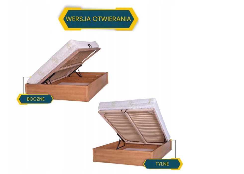 Łóżko sosnowe ALEKSANDRYT 4 STOLMIS R.D podnoszone 140x200