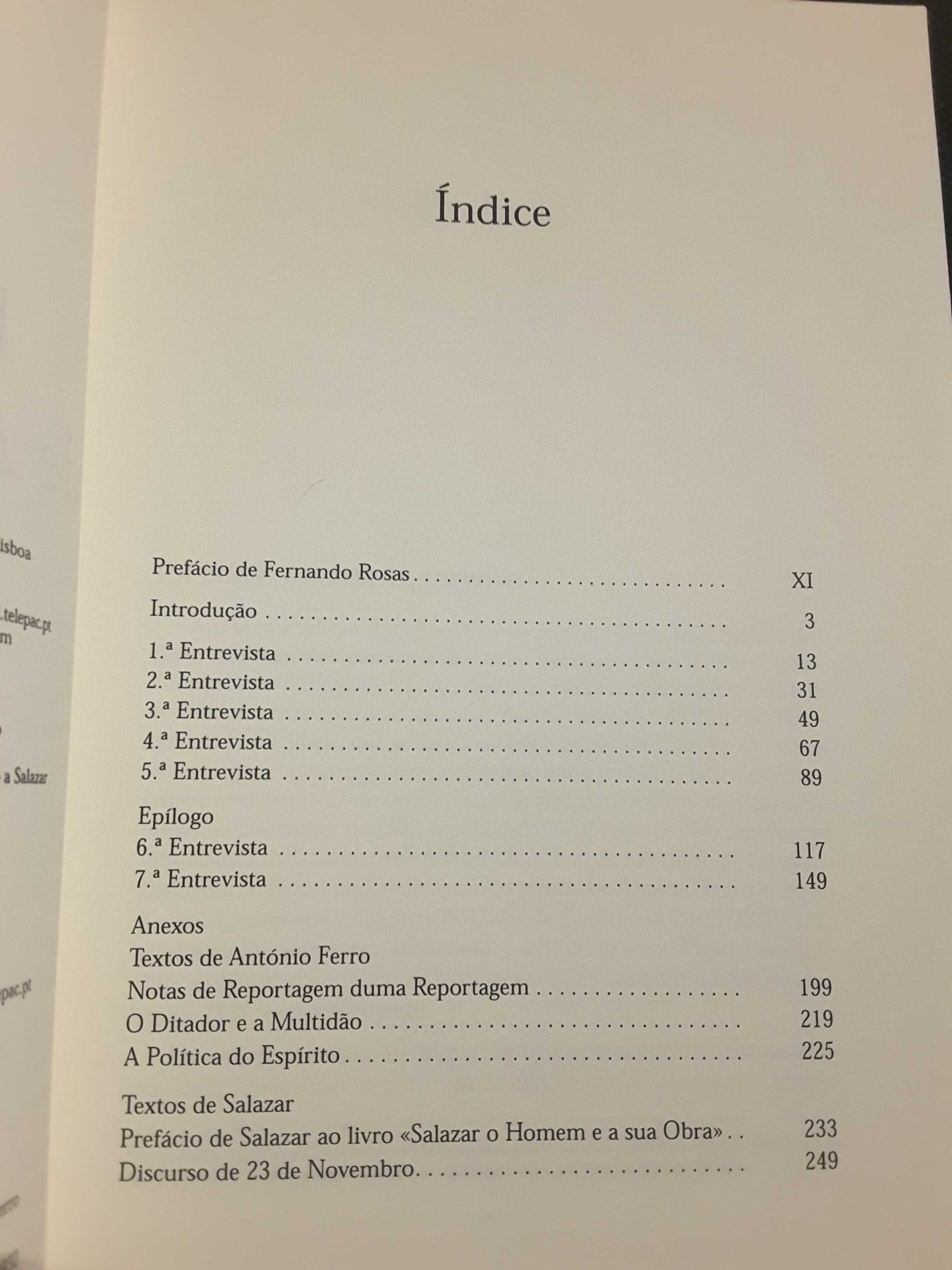 Salazar (Entrevistas de António Ferro - Judeus - Milionários)