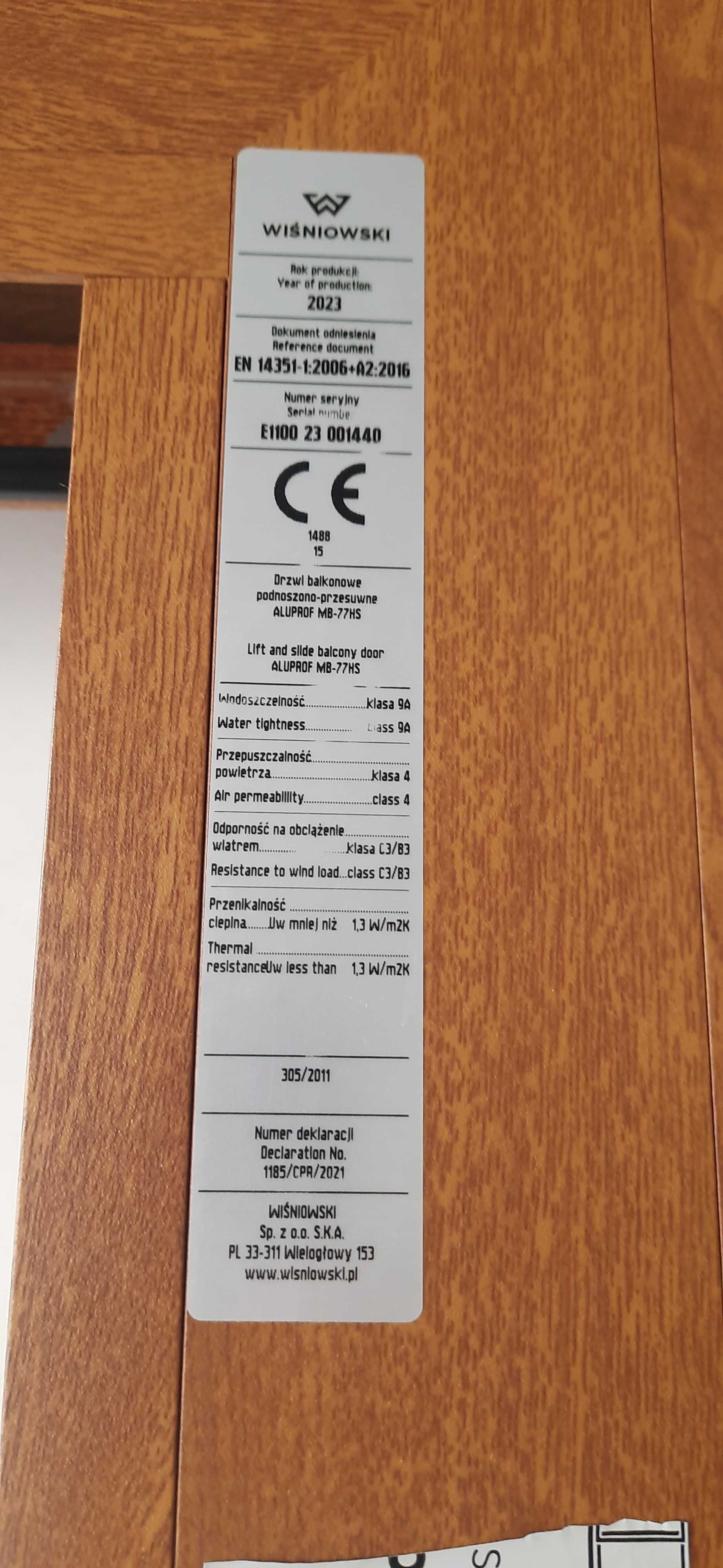Okno drzwi tarasowe ALU HS Winchester 2970 x 2315 mm WIŚNIOWSKI