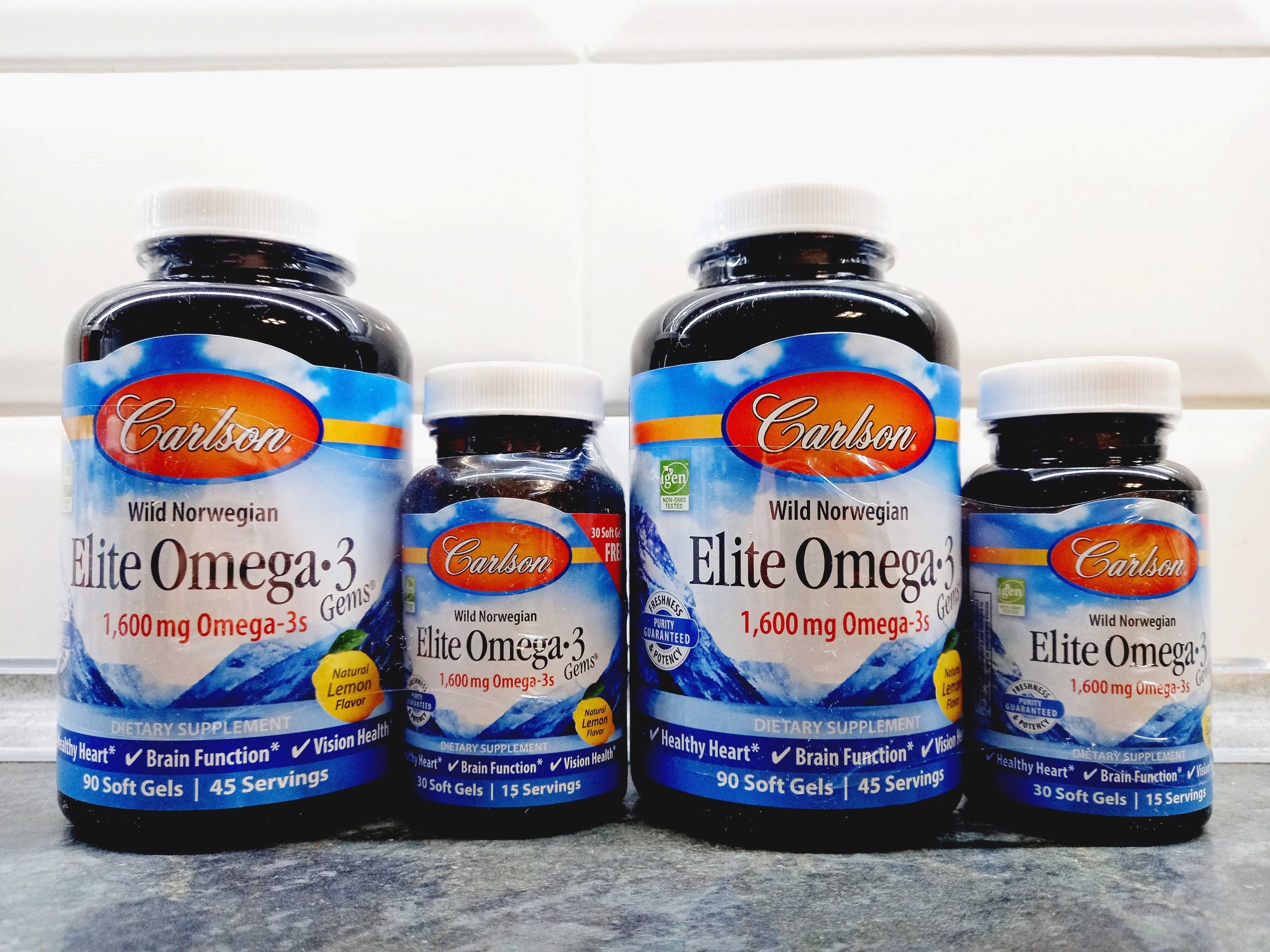 Carlson Labs, Elite Omega-3 1600 мг (120 капс.), рыбий жир, омега-3
