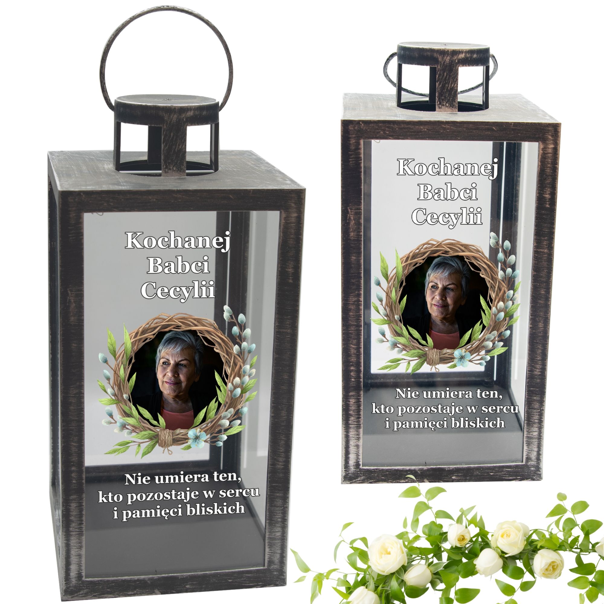 Znicz ze zdjęciem na grób wielkanoc dla Babci personalizowany