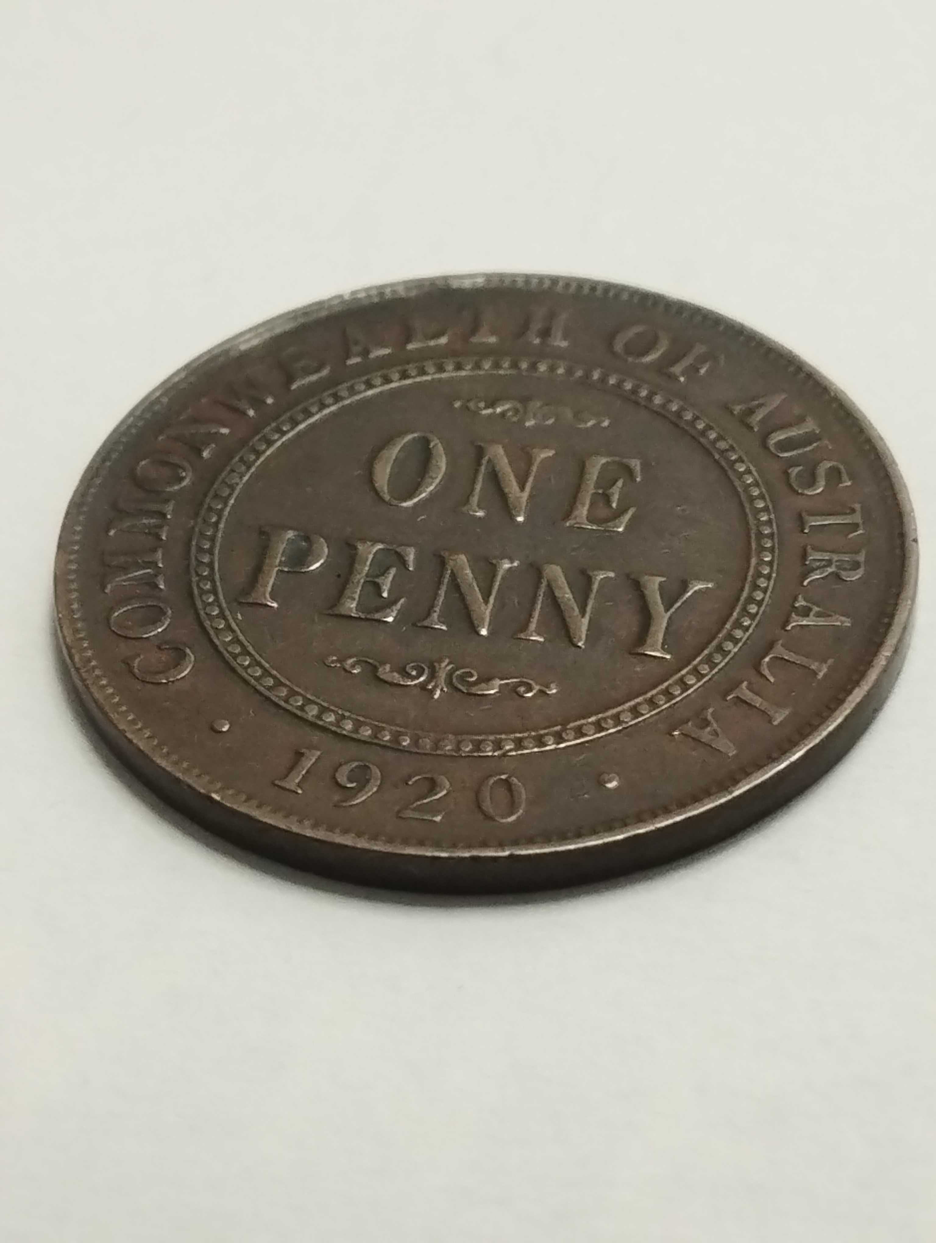 Sprzedam monetę Australia One Penny 1920r. król Jerzy V stan dobry