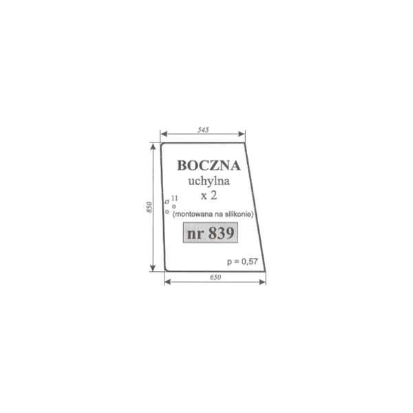 Szyba boczna Renault 106-14 SP, 106-54, 110-14, 110-54, 113-12 ACX161i