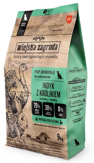 Karma hipoalergiczna dla psa - Wiejska Zagroda Indyk z królikiem 9kg