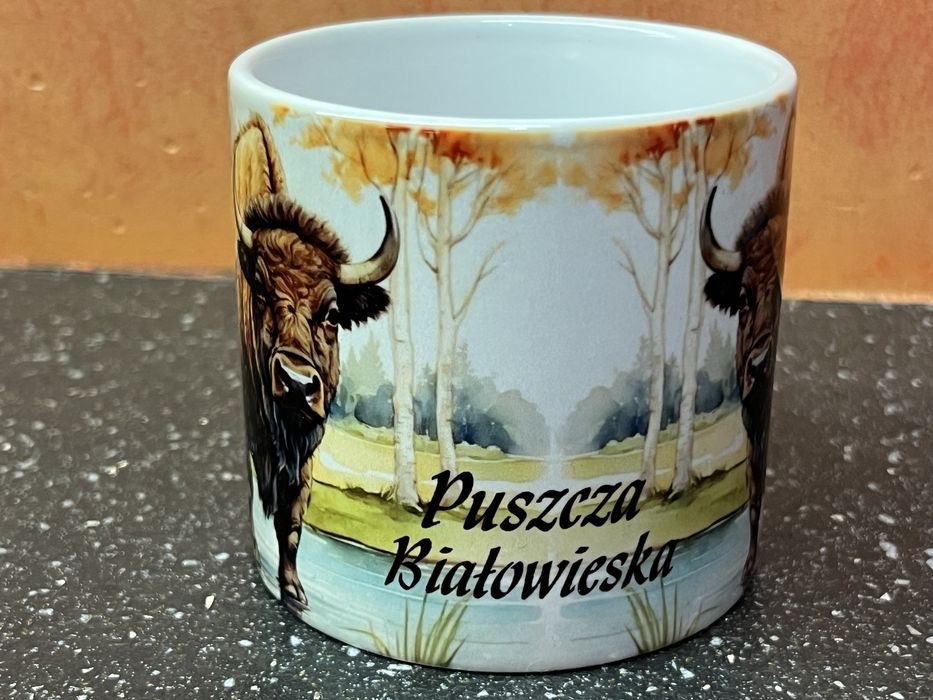 mały kubek ceramiczny z Żubrem 200 ml Puszcza Białowieska Żubr