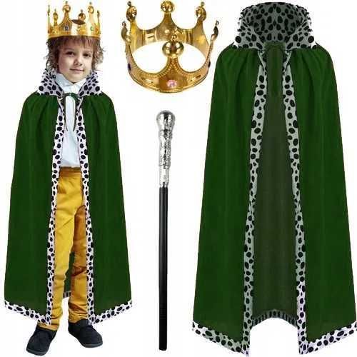 ZIELONY Strój Króla na Jasełka Orszak Trzech Króli peleryna dł. 80cm