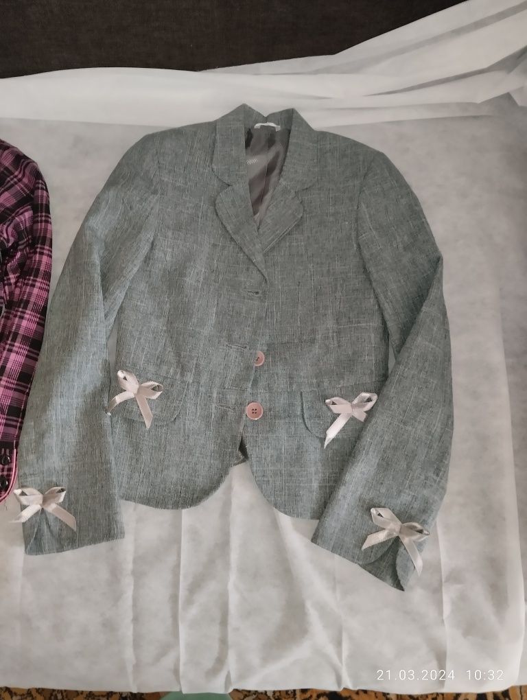 Шкільний піджак для дівчинки, шкільна форма, рубашка, жилетка, куртка