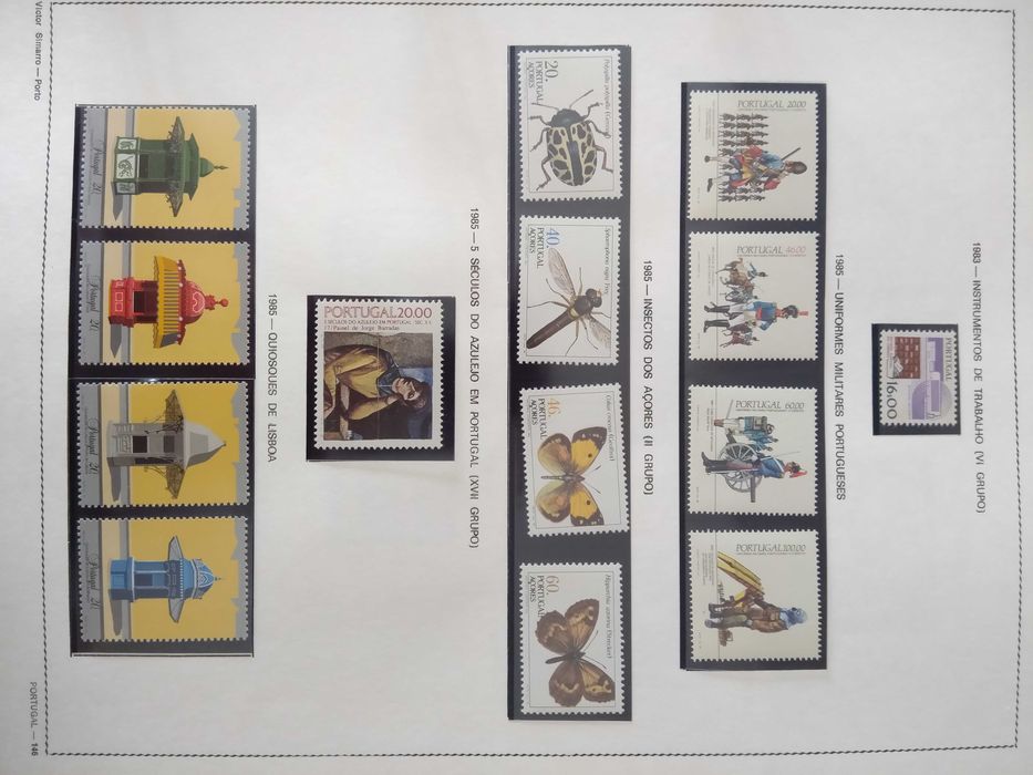 Fantástica coleção de selos de Portugal de 1980 a 1988