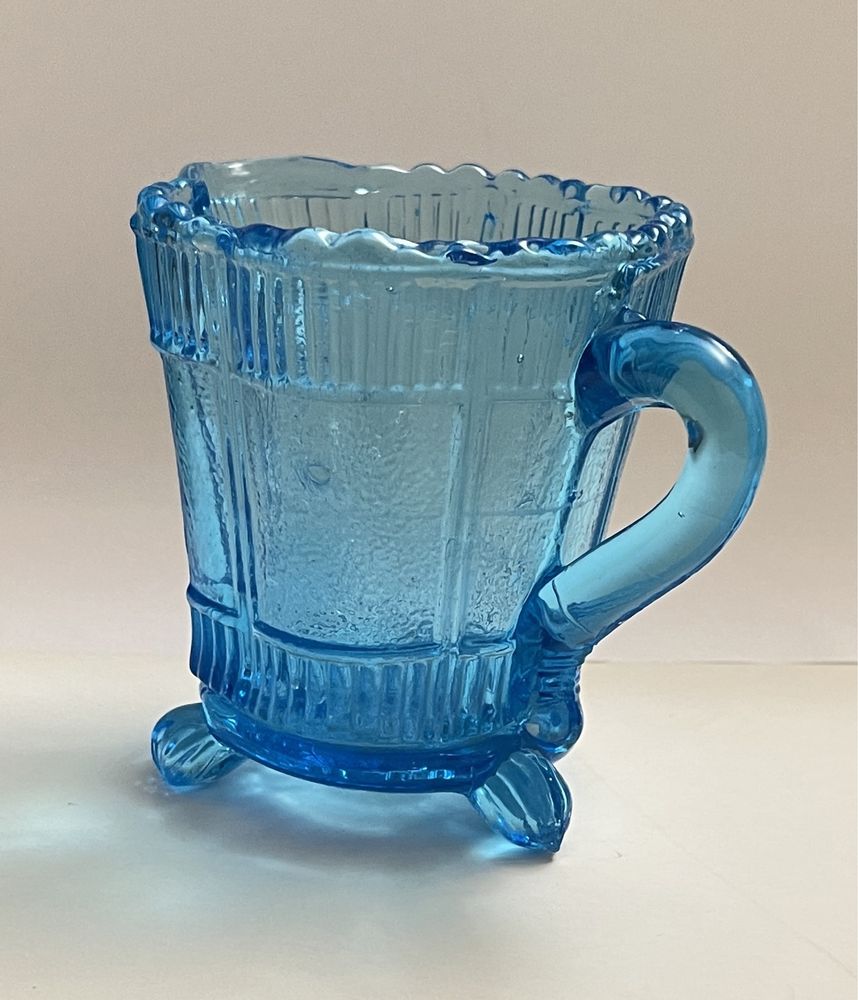 Stary mlecznik szklany niebieski retro vintage