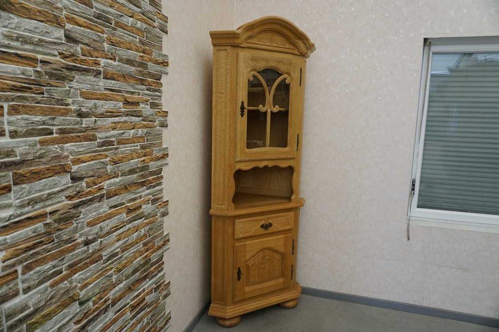 Witryna z Komoda Narożna Lity Dąb Dębowa Naturalny 58/58 cm ( p-1285 )