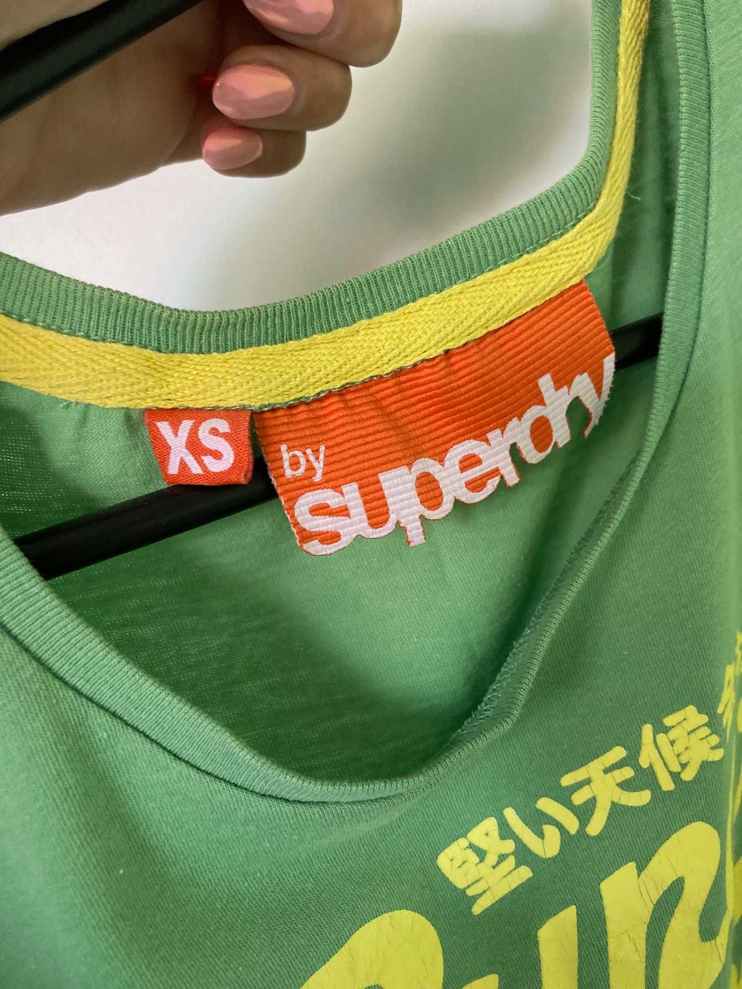 Zielona damska koszulka tshirt Superdry jak nowa XS bawełna