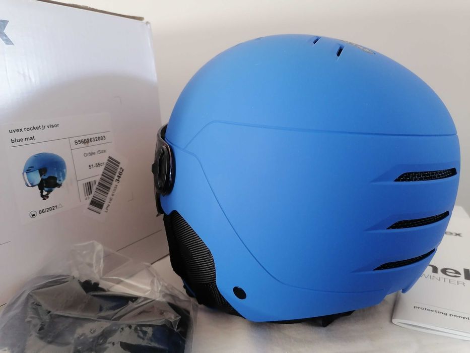 Kask narciarski dziecięcy Uvex Rocket Jr Visor Blue Mat S 51-55cm