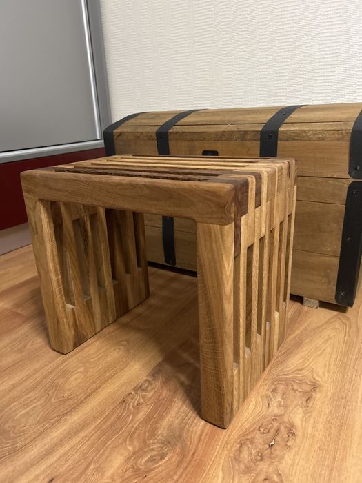 Stolek drewniany dębowy z lameli, nowy