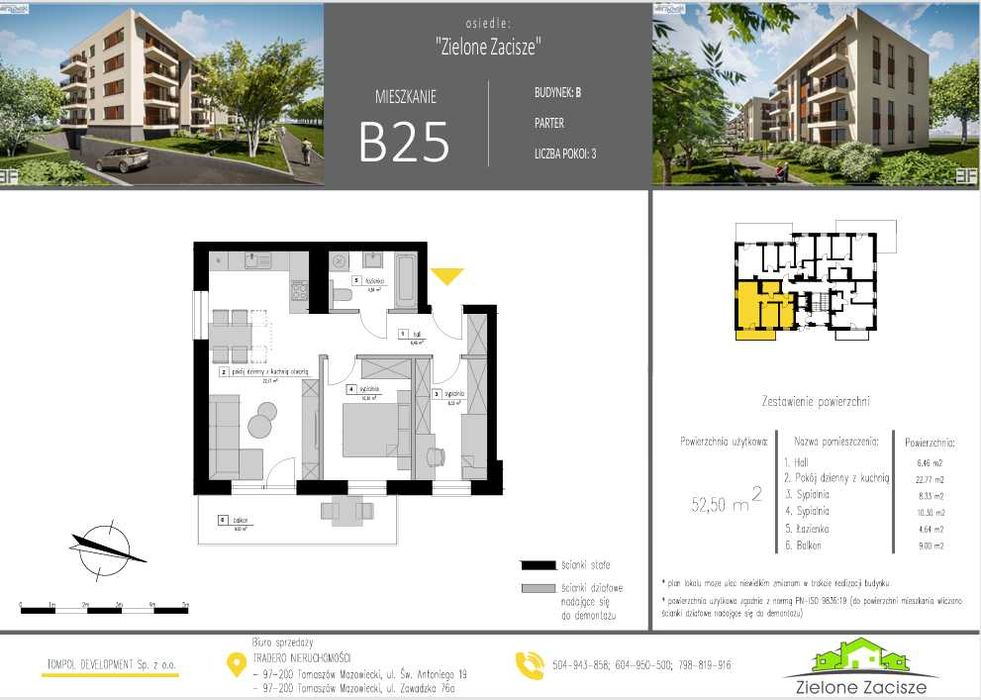 Osiedle Zielone Zacisze Opoczno I 53,99 m2 I 3 pokoje I taras 9 m2