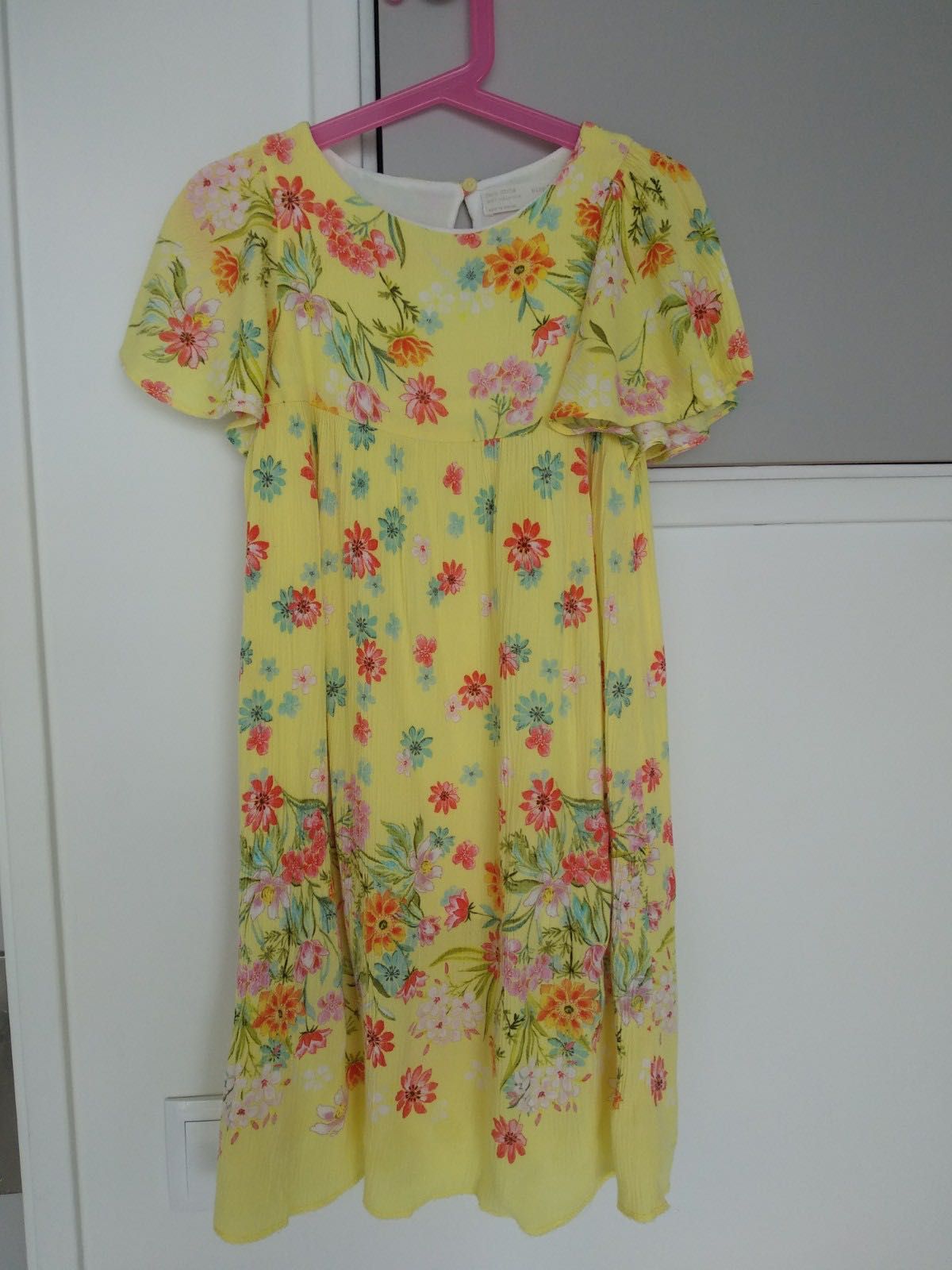 Vestido fluido com estampado floral, para menina, Zara, 5-7 anos