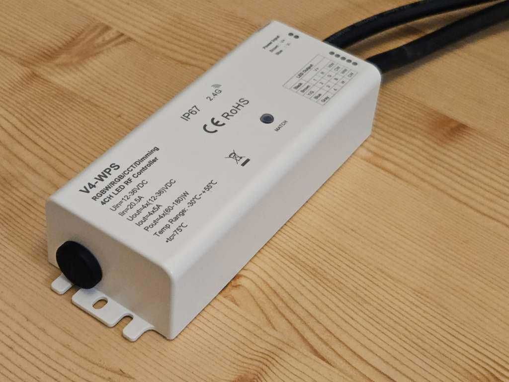 V4-WPS Kontroler ściemniacz instalacji CCT RGB+W 12-36V IP67 2.4GHz