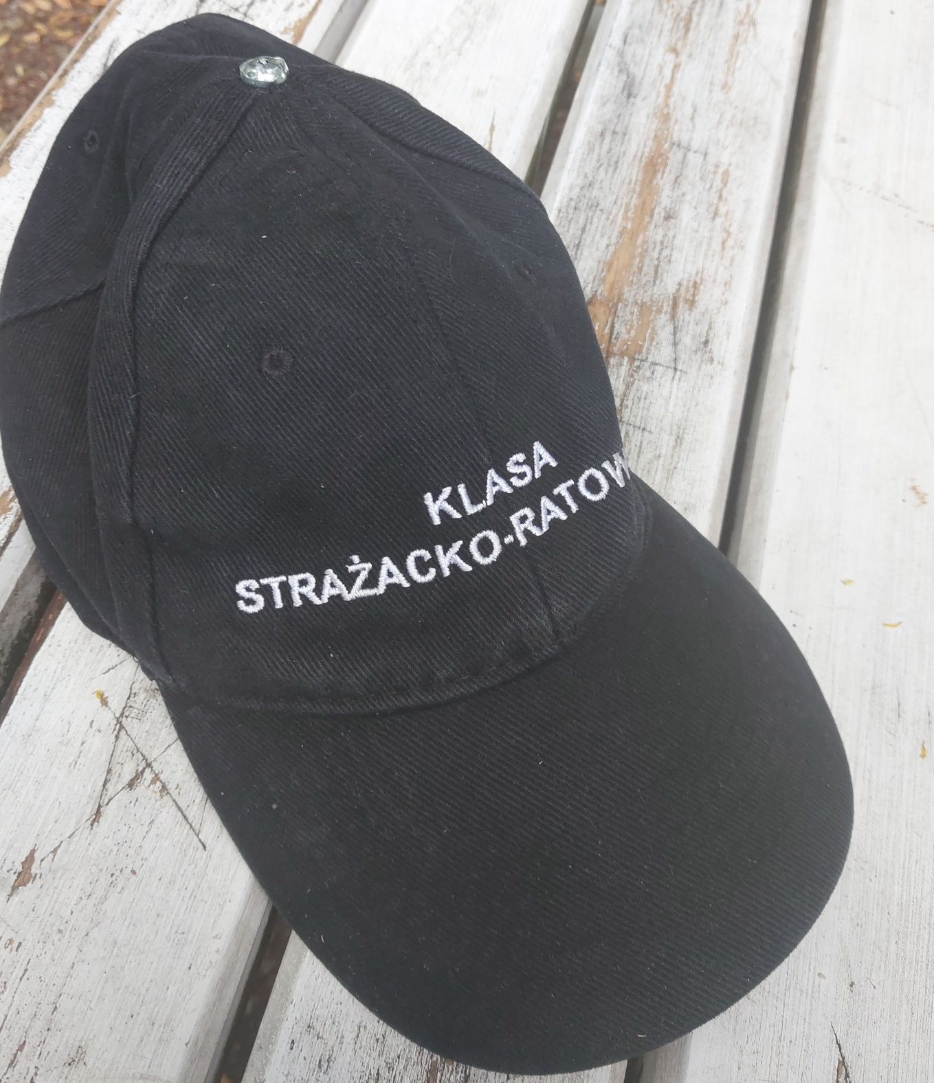 Czarna czapka baseballówka Regulowana Wielkość Napis Klasa Strażacka