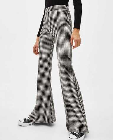 Spodnie damskie dzwony rozszerzane LEGGINSY DOPASOWANE w pepitkę RETRO