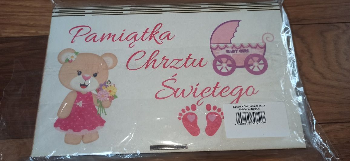 Pamiątka chrztu świetego dla dziewczynki pudełko na pieniądze