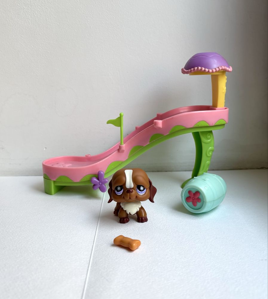 Lps St. Pet shop #688 bernardyn Playset obstacles zestaw pies vinatge