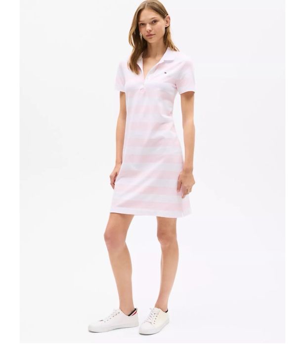Туніка плаття поло в смужку рожеве біле
