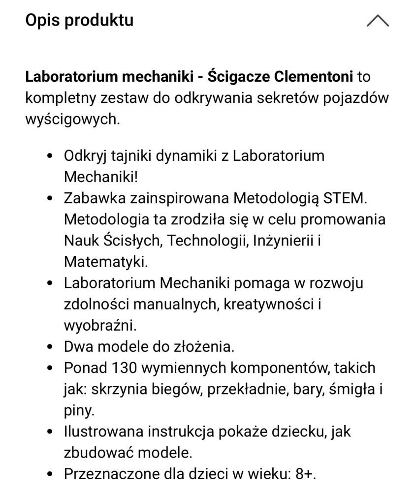 Mechanics Ścigacze firmy Clementoni 8+