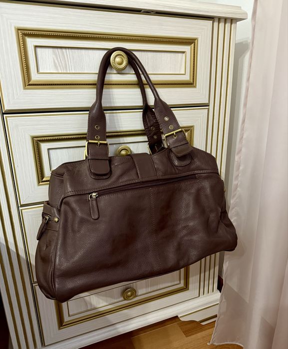 Сумка велика шкіряна коричнева Tommy&Kate