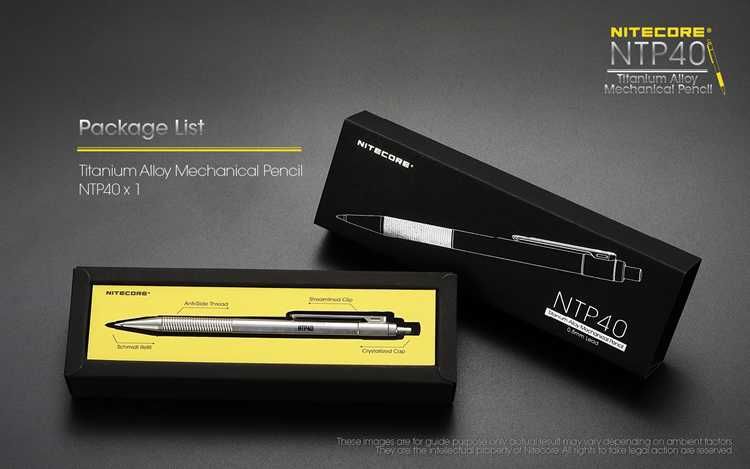 Lapiseira Nitecore NTP40, em Titânio