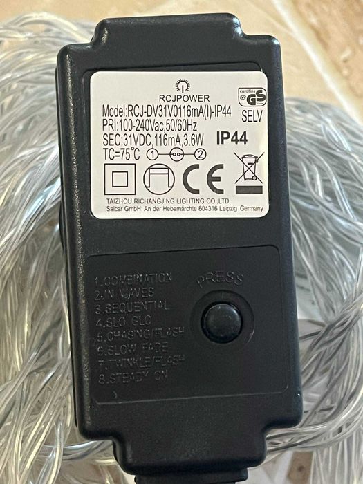 SALCAR Łańcuch Świetlny LED 10 m – 40 diod, 8 trybów, ciepła biel