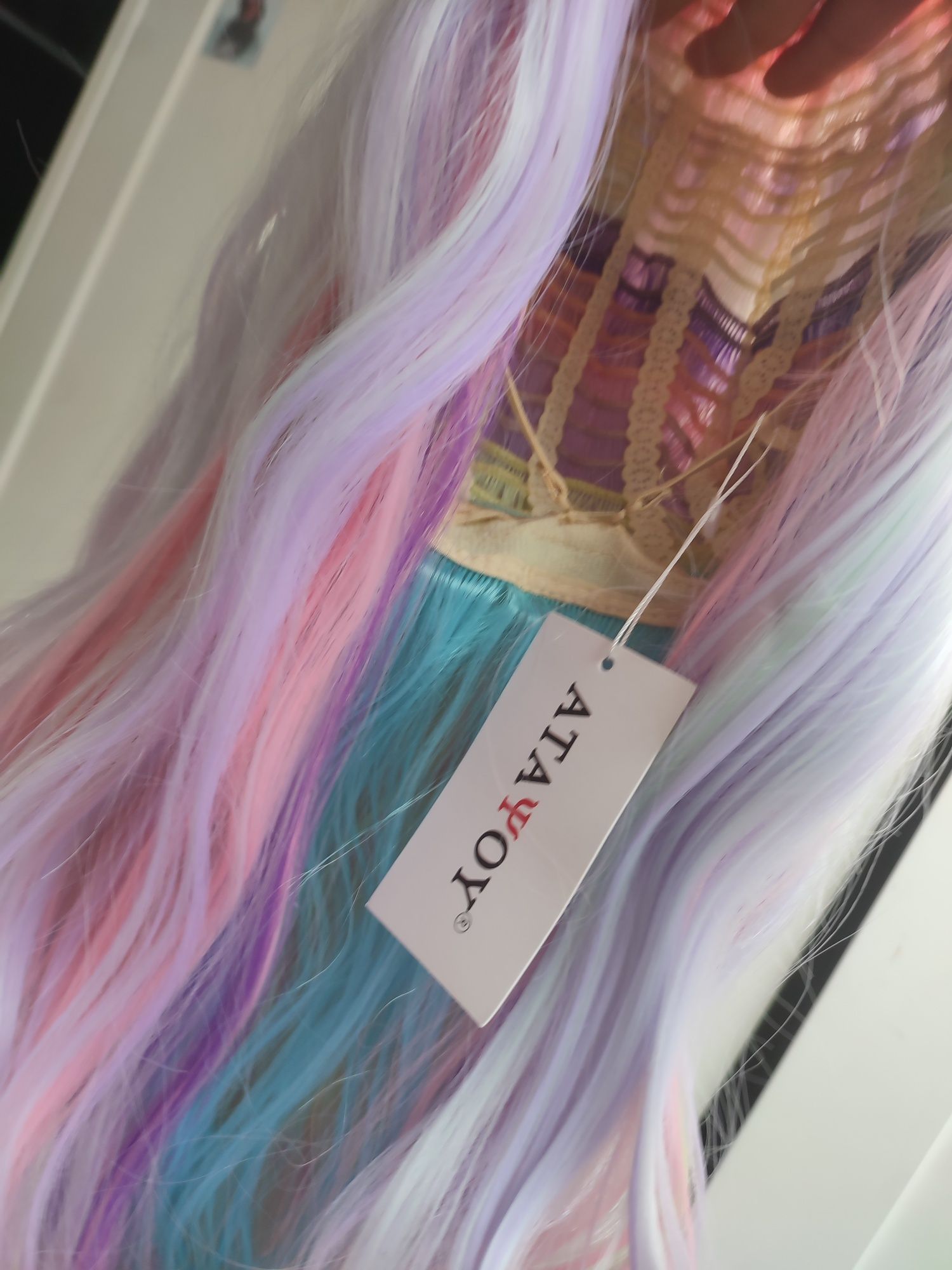 Peruka WIG unicorn kolorowa długa gęsta fale cosplay