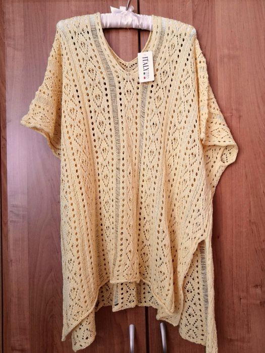 Narzutka sweterkowa ażurowa oversize koronkowa