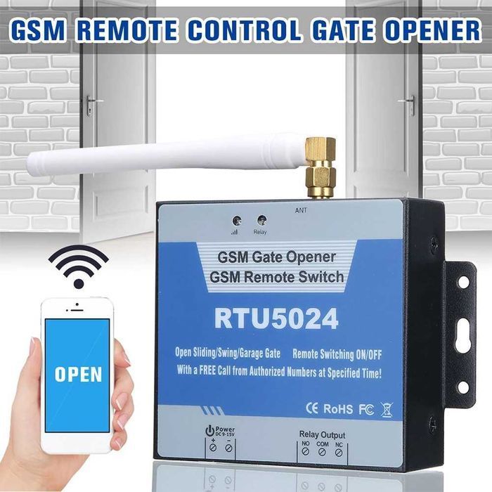 Relé p/ Abertura Portões * RTU5024 GSM * Controlo Remoto * Sem Fios