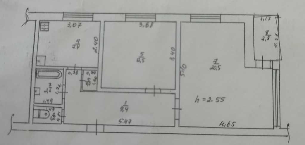 2-кімн. квартира з меблями на 4-му поверсі 57 кв.м. за 23900